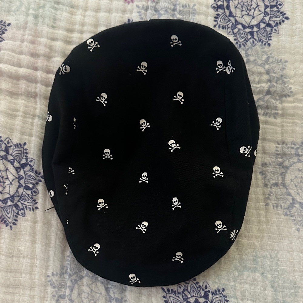 Baby Black Skull Print Newsboy Hat